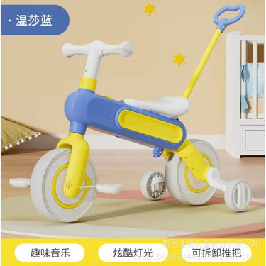 Multi-functional Ride-on Balance Tricycle With Light & Music - Yellow